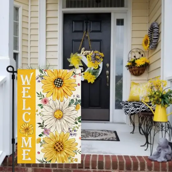 Summer Daisy Sunflower Garden Flag 12x18 Inch Double Sided Welcome Floral Outdoor Seasonal Small Yard Flags for Outside Spring Porch Decorations {3}