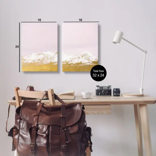 Stupell Industries Snow Tipped Mountains on Pink 2pc Canvas Set Design by Gemma Bardot {3}