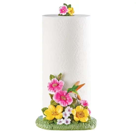 Collections Etc Hand-Painted Floral Hummingbird Paper Towel Holder {2}