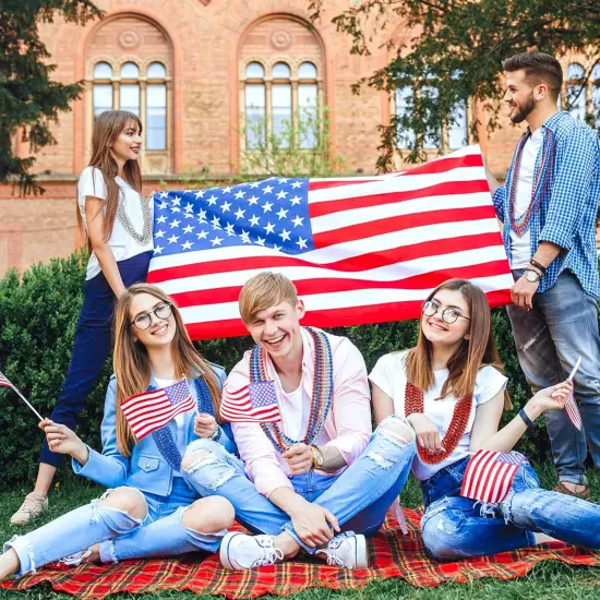 100PCS 4th of July Bead Necklace Red/Silver/Blue {5}