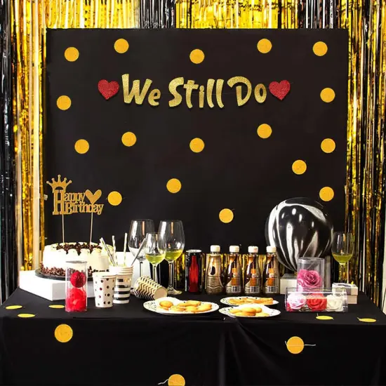 We Still Do - Happy Anniversary Gold Glitter Banner &ndash; 5th-50th {4}