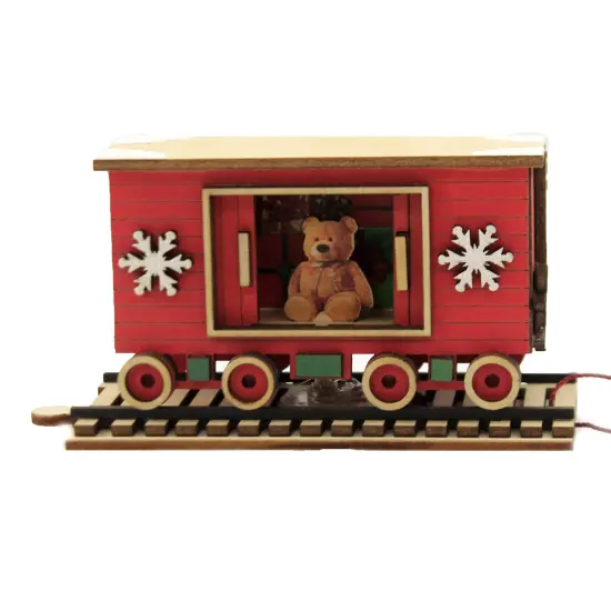 Ginger Cottages 2.5 Inch Santa's Np Express Box Car Tree Ornament , North Pole Train Red {1}