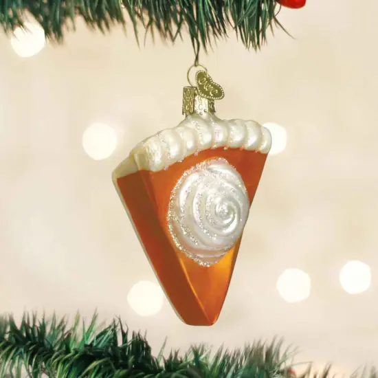 Old World Christmas 3.5 Inch Piece Of Pumpkin Pie Thanksgiving Tree Ornament , Christmas Decor Ornament Dessert Pastry Orange {3}