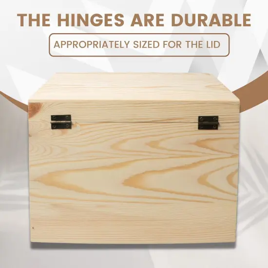 10" x 7" x 7" Unfinished Wooden Box with Hinged Lid & Front Clasp for DIY Art Project Crafts Woodcraft Keepsake - Easy to Stain Paint Wood Burning {4}