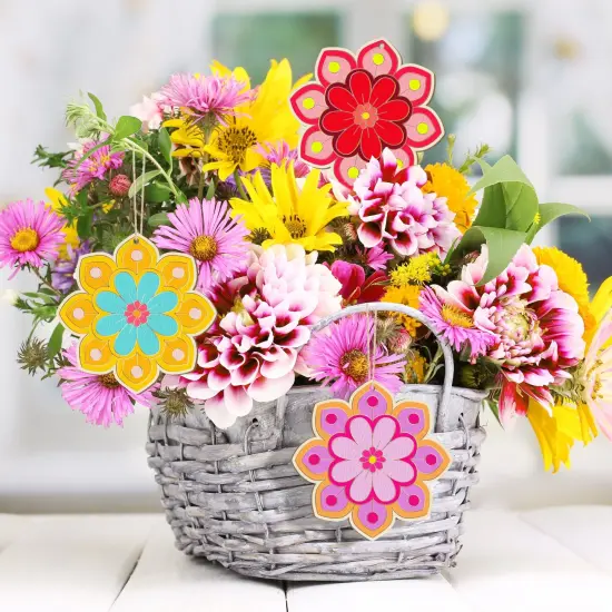 Wooden Flower Ornaments to Paint Easter Spring Decoration Cutouts Unfinished 24PCS 3.5 x 3 inches, DIY Blank Unfinished Christmas Tree Wood Discs Ornament for Home Crafts Hanging {4}