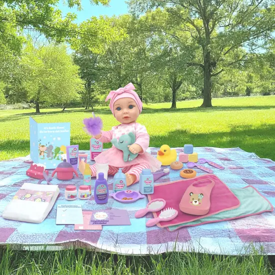 Cuddle Kids: Love N' Feed Playset - 15" Baby Doll - Pink Tutu Outfit - Cuddly Elephant Plush, 33pc Care Toy Accessories, Hard Body, Kids Age 3+ {6}