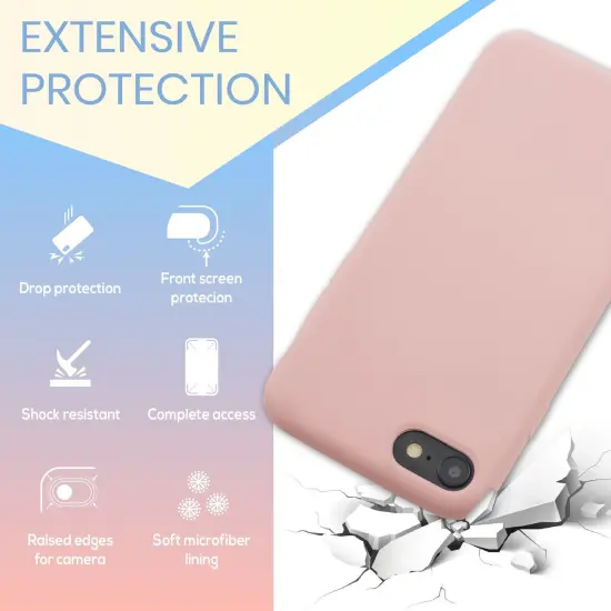 Liquid Silicone Case For iPhone SE 2020, Soft Touch Full Body Protection with Microfiber Lining Ultra Slim Gel Cover Sand Powder Pink, by Insten {2}