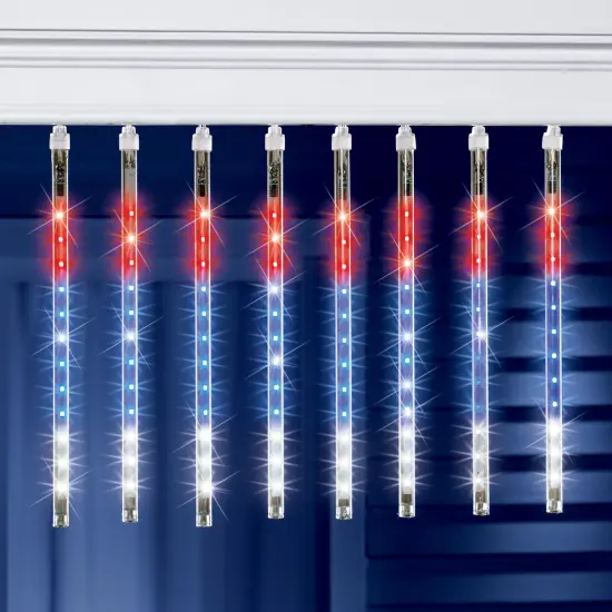 Collections Etc 8-Piece Patriotic Shower Rain LED Lights {1}