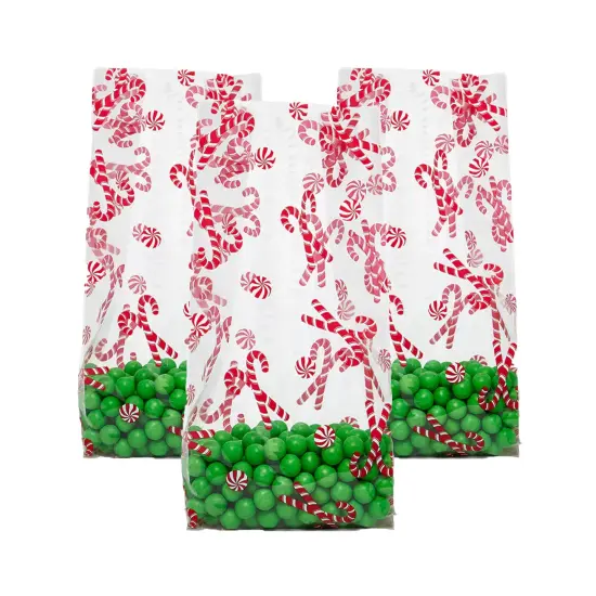 5&rdquo; x 3&rdquo; x 11 1/2&rdquo; Christmas Cello Treat Bags with Festive Designs {2}