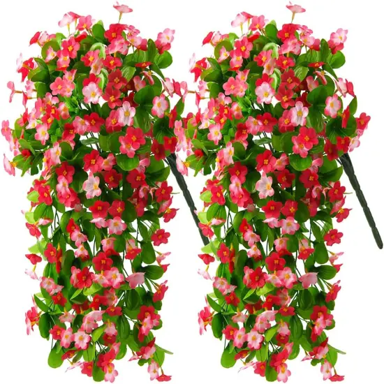 2 Pack Artificial Hanging Flowers Pink {1}