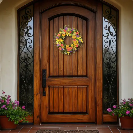 Collections Etc Yellow Rose Wildflower Door Wreath {6}
