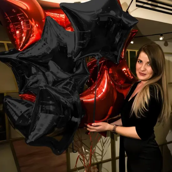 18 Inch Star Shaped Foil Helium Balloons(Black and Red) {4}