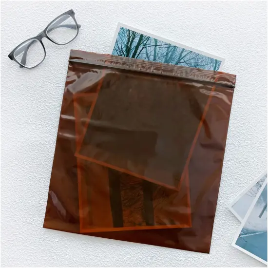 Plymor 12" x 12", 3 Mil Amber UV Zipper Reclosable Plastic Bags {4}