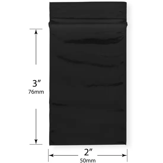 Plymor 2" x 3", Black 2 Mil Zipper Reclosable Plastic Bags {3}