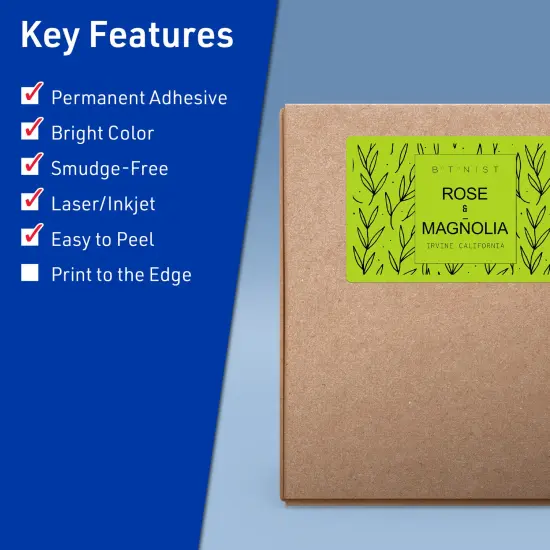 Avery Bright Green Paper Labels, 5" x 7" Rectangle {2}