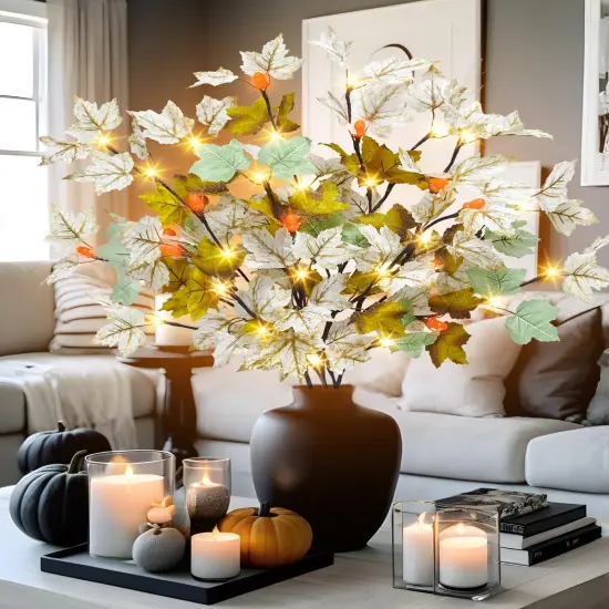 3 Pack Artificial Lighted Autumn Table Decoration {4}