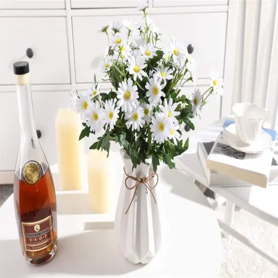 2 PCS Artificial Silk Daisy Flower Bouquet for Home Table Centerpieces Arrangement Decoration, White {2}