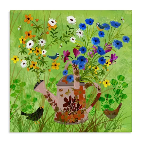 Stupell Industries Bright Gardening Can & Birds Canvas Design by Kay Widdowson {1}
