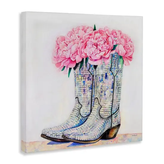 Stupell Industries Floral Shimmering Cowgirl Boot Canvas Design by Amanda Greenwood {3}