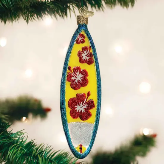 Old World Christmas 6.0 Inch Surfboard Tree Ornament , Surfing Waves Ocean Beach Multicolored {3}