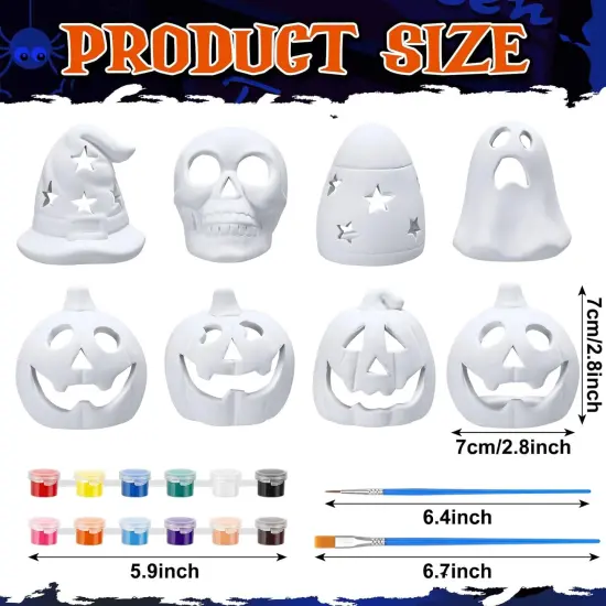 8 Set DIY Ceramic Halloween Lanterns Figurines Paint Craft Kit {3}