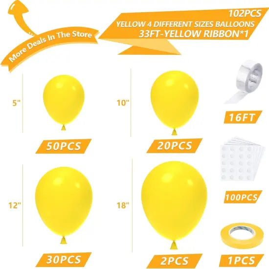102PCS Red Latex Balloon Arch Kit Yellow {2}