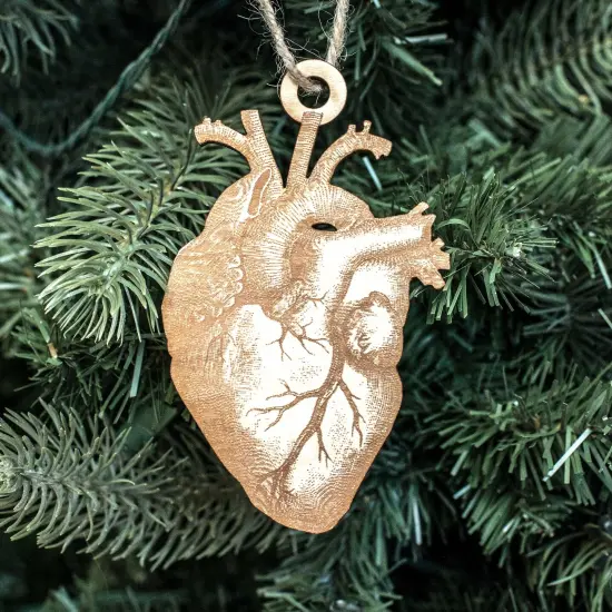 Ornament - Heart - Raw Wood 3x4in {2}