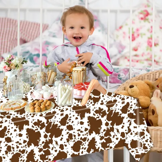 3Pcs Cow Print Tablecloths Farm Animals Brown Cow {5}