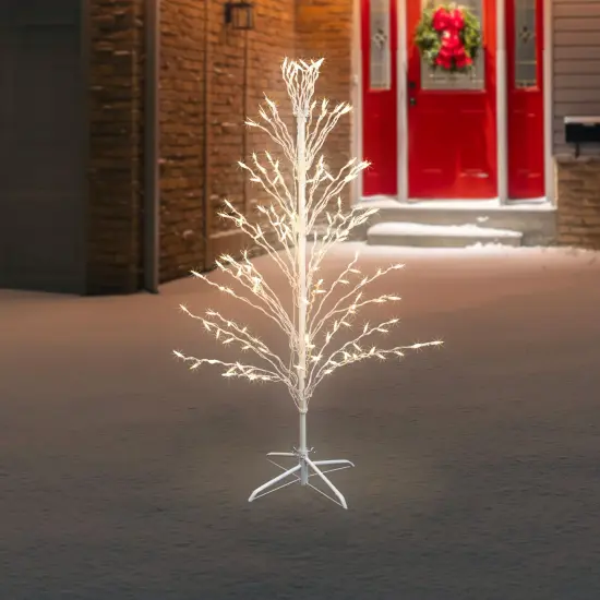 Northlight Pre-Lit Cascade Twig Tree Outdoor Christmas Decoration - 4' - Clear Lights White {4}