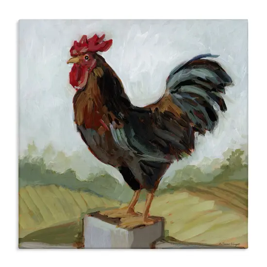 Stupell Industries Rooster Perched On Fence Canvas By Susan Winget {1}