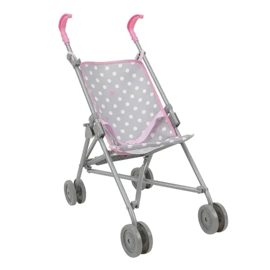 Cotton Candy Pink Umbrella Doll Stroller in Grey Polka Dots, Fits Dolls Up to 24" {1}