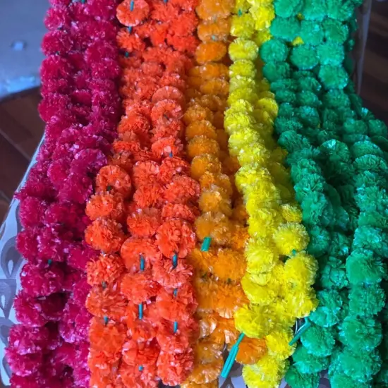 Artificial Marigold Strings, Diwali Decoration, Day of the Dead, Halloween, Marygold Flower Garland, Pooja Backdrop, Aztec Marigold Flowers {6}