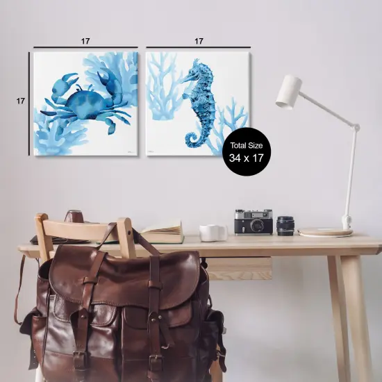 Stupell Industries Crab & Seahorse Abstractions 2pc Canvas Set By Cat Thurman Designs {3}