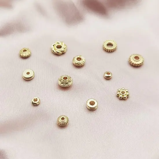 120pcs Spacer Beads Gold Plated Long-Lasting Heishi and Rondelle Bead for Jewelry Bracelet Necklace Making {3}