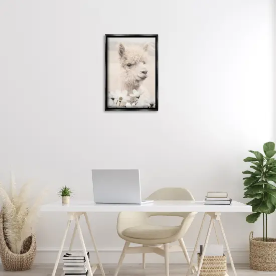 Stupell Industries Alpaca with White Blossoms Floating Frame By Lori Deiter {2}