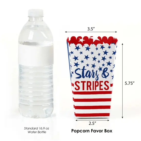 Big Dot of Happiness Stars & Stripes - Memorial Day, 4th of July and Labor Day USA Patriotic Party Favor Popcorn Treat Boxes - Set of 12 {4}