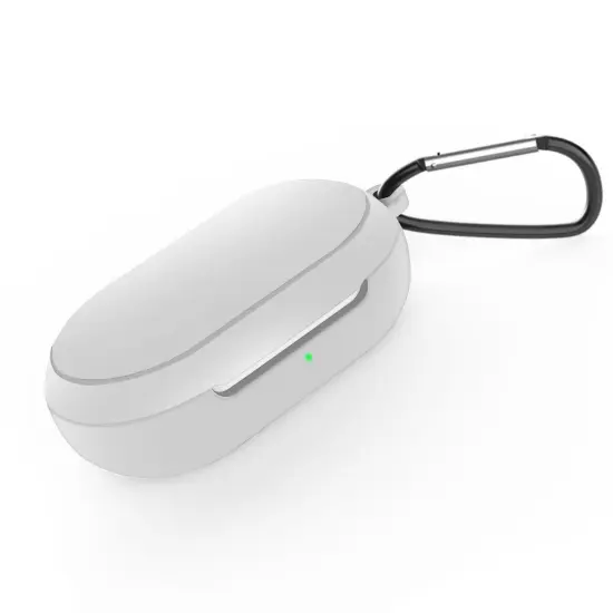 For Galaxy Buds+ / Buds Case, Protective Silicone Cover with Carabiner Keychain Compatible with Samsung Galaxy Buds+ Plus 2020 Buds 2019 Wireless Earbuds, White (4 Color Options) by Insten {1}