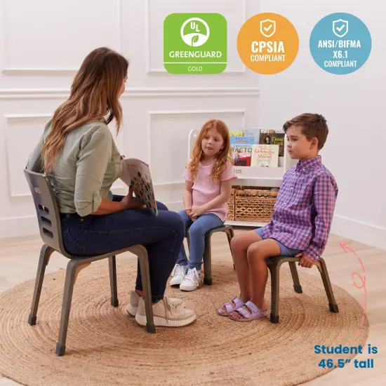 Bentwood Chair, 12in Seat Height, Stackable Seats, 2-Pack Grey Wash {6}