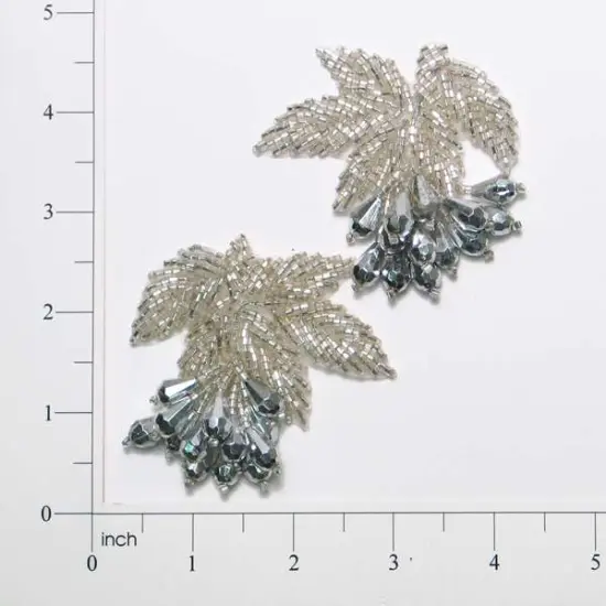 Celebration Beaded Applique Pack of 2 Silver {1}