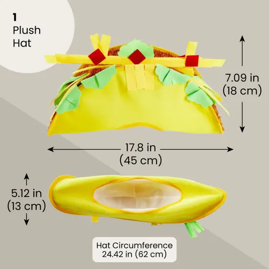 Juvale Plush Fiesta Taco Hat for Mexican Outfit - Mexican Hat for Themed Birthdays, Taco Tuesday, Cinco de Mayo & Halloween Party Costume, Dress Up, Adult Size Yellow {2}