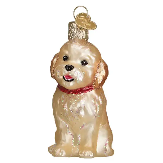 Old World Christmas 3.25 In Cockapoo Puppy Christmas Tree Ornament , Ornament Dog Pet Beige {1}