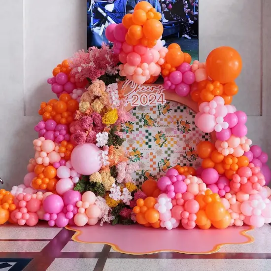 60 Pcs 12 inch Pink and Orange Latex Balloons {4}