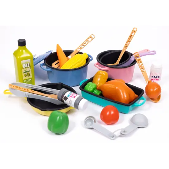 NurtureNature: Imaginative Minds - Cooking Set - 27pc Toy Food, Pots & Pans W/ Accessories, Kitchen Utensils, Pretend Play Food, Eco-Friendly, Kids 3+ {4}