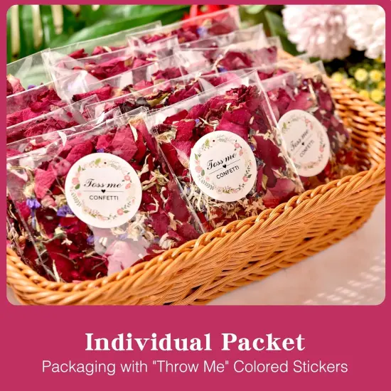 20 Pack Biodegradable Confetti, Dried Flower Petals (Red Rose & Lavender & Marigold) {3}