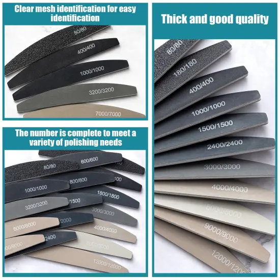 Honoson 20 Pcs Sanding Sticks for Plastic Models Polishing Sticks Assorted Metal and Wood Sanding Tools Accessory for Model Craft Amateur Beginner(Low Grits and High Grits,Moon Style) {5}