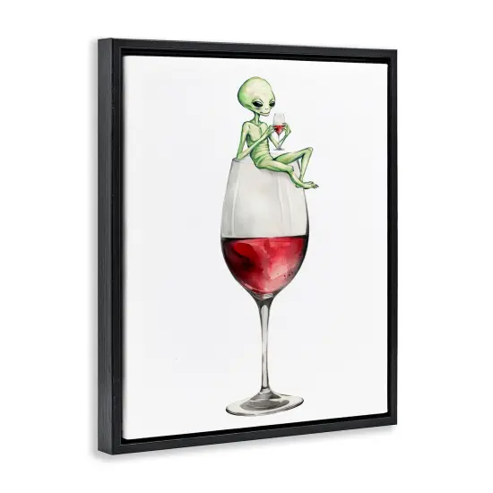 Stupell Industries Alien Perched on Wine Glass Floating Frame Design by Lil' Rue {3}