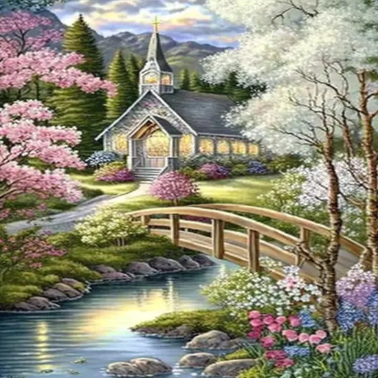 5D Diamond Art Kits for Adults River Cottage {1}