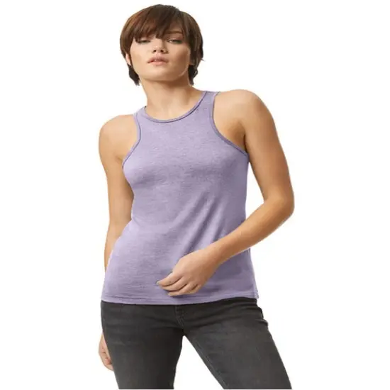 American Apparel&reg; Ladies CVC Racerneck Tank Heather Charcoal {7}