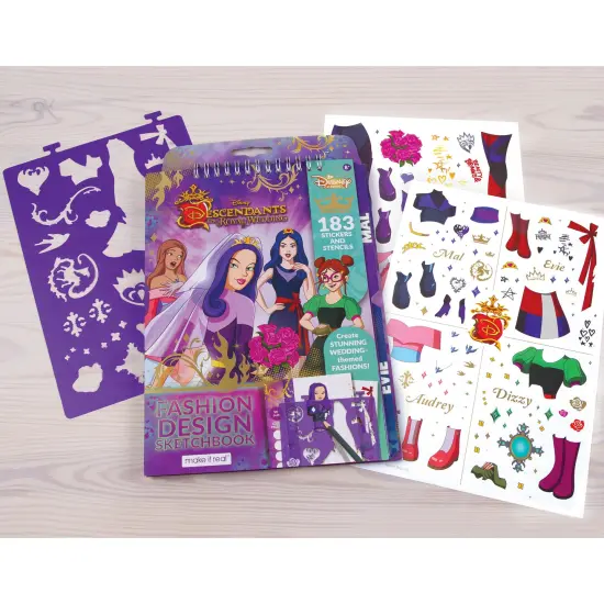 Disney Descendants Royal Wedding: Fashion Design Sketchbook - Make It Real, Includes 183 Stickers & Stencils, Draw Sketch Color & Create, Create Stunning Wedding Themed Fashions {4}