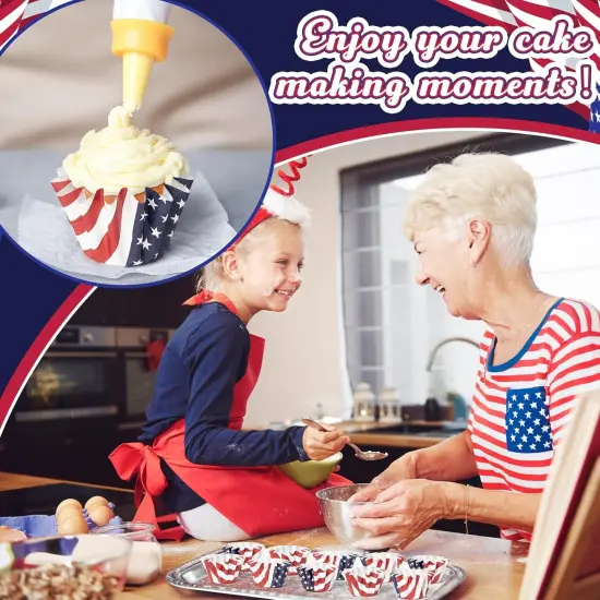 200Pcs July 4th American Flag Cupcake Liners(Blue，red，white) {4}